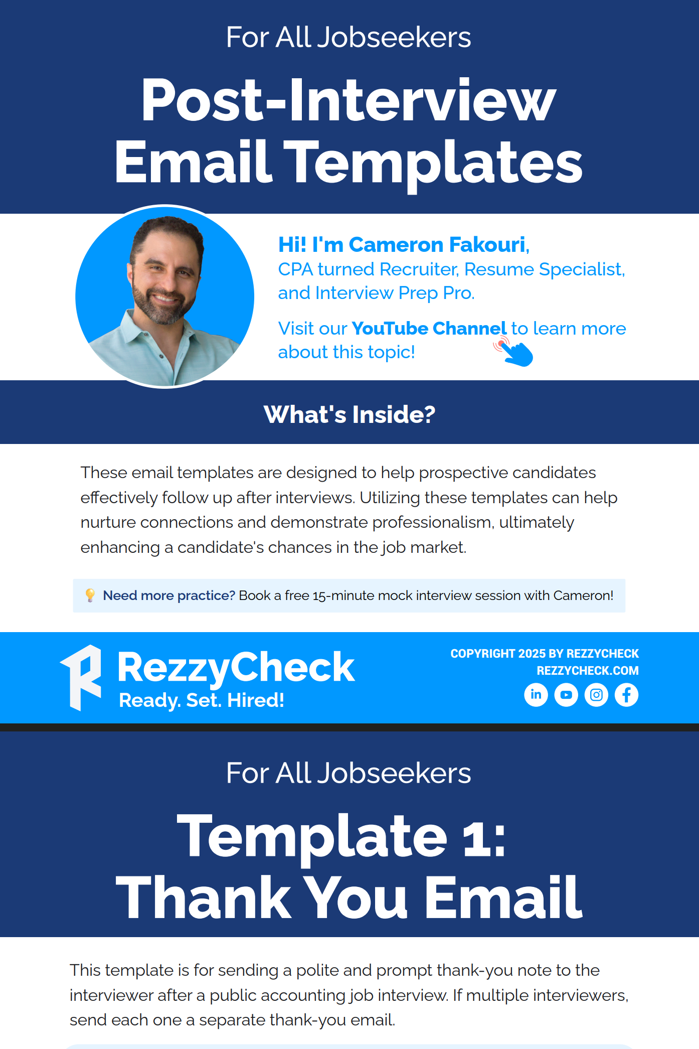 Free post-interview email templates for accountants and CPAs, including thank you and follow up emails
