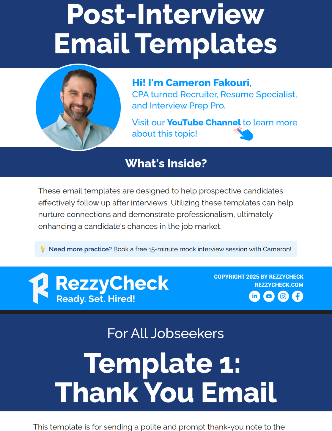 Post-Interview Email Templates (Thank You & Follow-Up) | RezzyCheck Free post-interview email templates for accountants and CPAs, including thank you and follow up emails